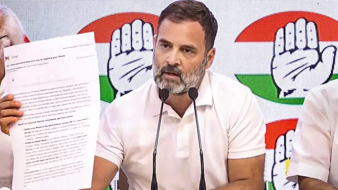 Congress leader Rahul Gandhi addressing a press conference, at the AICC Headquarters in New Delhi.