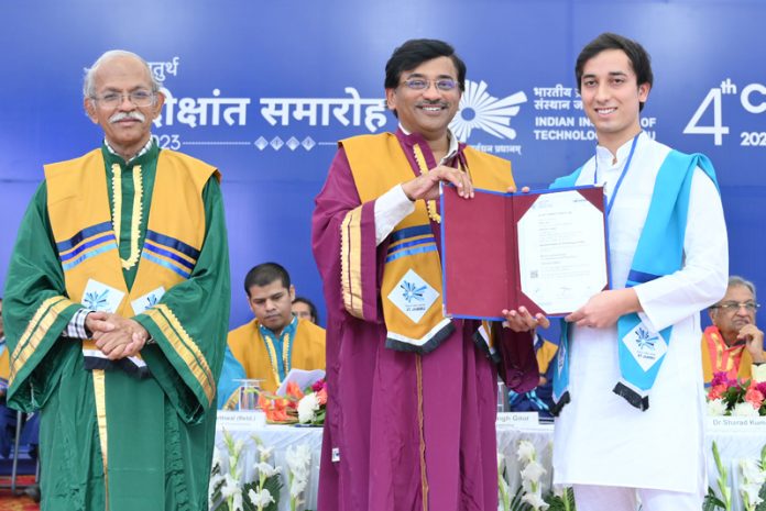 Degrees being awarded to Graduating students during 4th Convocation of IIT Jammu on Sunday.