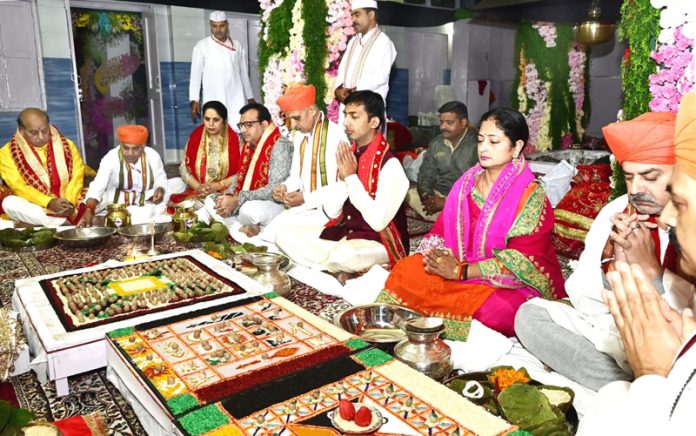 CEO Anshul Garg attending Shatchandi Yagya at Mata Vaishno Devi Bhawan on Sunday.