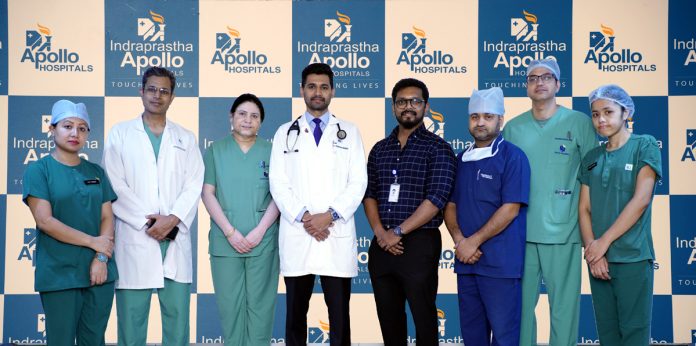 The team of doctors posing for photograph after performing a rare surgery of Aortic Aneurysm at Apollo Hospitals.