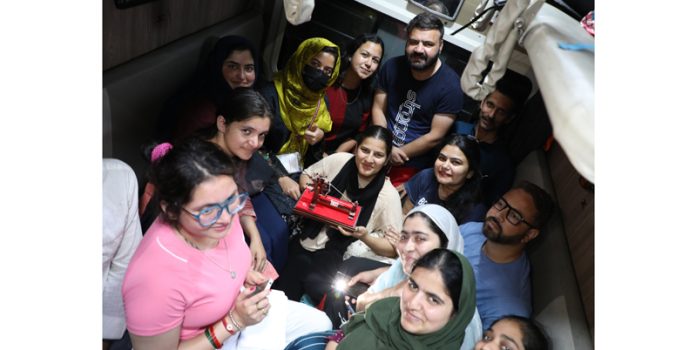 Students from various J&K colleges during their journey to Maharashtra on Wednesday.