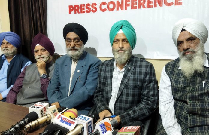 Organising Committee Kashmir Sikh Sangat (Regd) Jammu addressing press conference. 