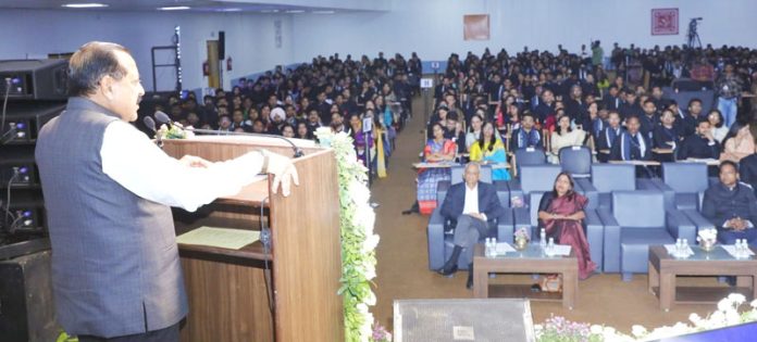 Union Minister Dr Jitendra Singh addressing the IAS and other All India Service Officer Trainees at the valedictory ceremony of 98th Foundation Course of Lal Bahadur Shastri National Academy of Administration (LBSNAA) at Kevadiya, Gujarat.