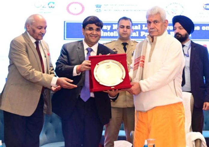Lt Governor Manoj Sinha inaugurating two-day National-Level Intellectual Property Rights conclave 'IP Yatra' at Jammu on Thursday.
