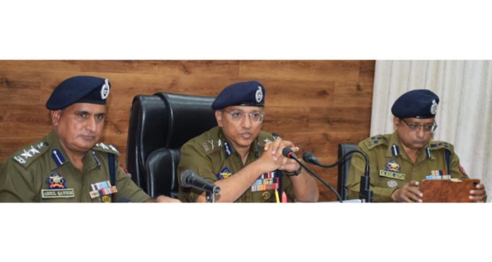 IGP Jammu Anand Jain chairing a meeting at Doda.