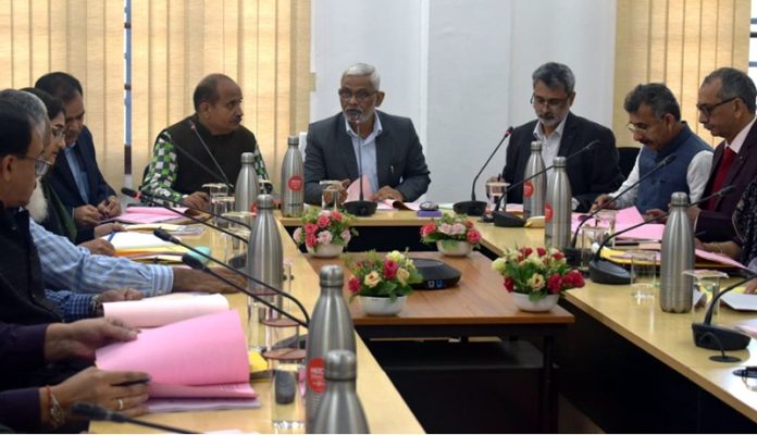 Prof Bechan Lal, Vice-Chancellor, CLUJ, chairing the 5th Academic Council meeting of the university in Jammu on Saturday.