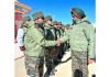 Chief of Staff Leh Corps Major General MS Mokha interacting with troops after paying tribute to Rezang La martyrs on Saturday.