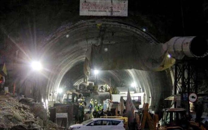 Workers rescued from the tunnel in Uttarakhand on Tuesday evening.