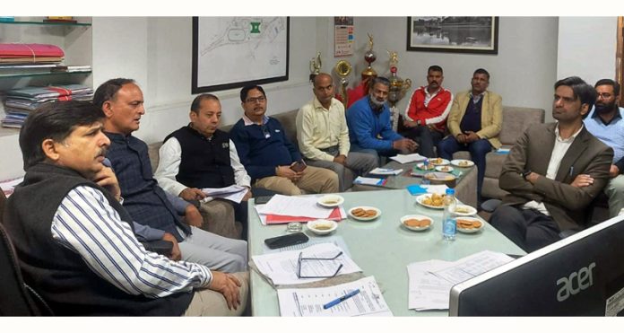 Director Youth Services & Sports J&K, Subash Chander Chibber chairing the meeting on Monday. 