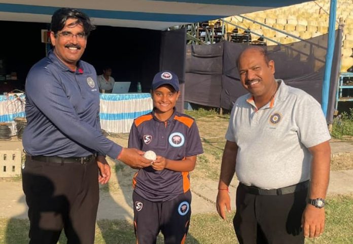 Ridhima Rajput being presented a match ball after 5-wicket haul.