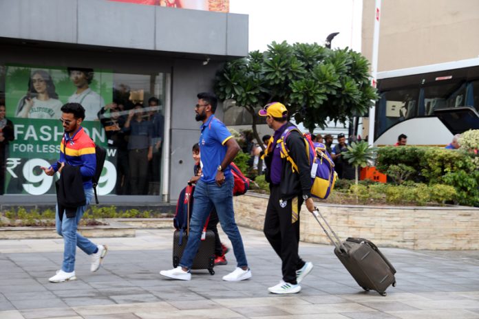 Legends League Cricketers reached Jammu on Sunday. — Excelsior/Rakesh