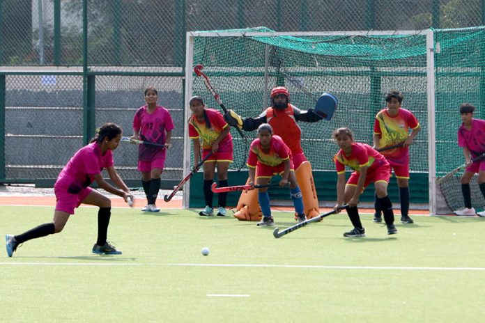 Players in action during a hockey match in Jammu on Friday. -Excelsior/Rakesh