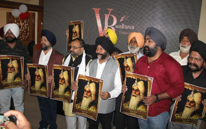 Manjeet Singh and others releasing V Randhawa’s song ‘Maharaja Ranjeet Singh Sadi Jaan’ at Jammu on Thursday.