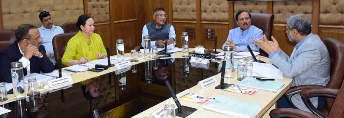 Adviosr to LG Rajeev Rai Bhatnagar chairing a meeting on Thursday.