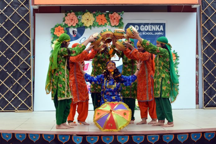 GD Goenka Public School students performing cultural items during ‘Literary Fest’ event on Friday. 