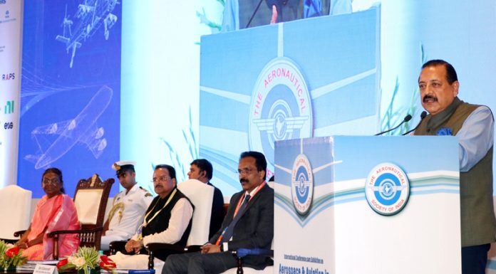 Union Minister Dr. Jitendra Singh speaking on the occasion of completion of 75 years of the Aeronautical Society of India (AeSI), at Yashobhumi IICC, Dwarka, New Delhi on Saturday.