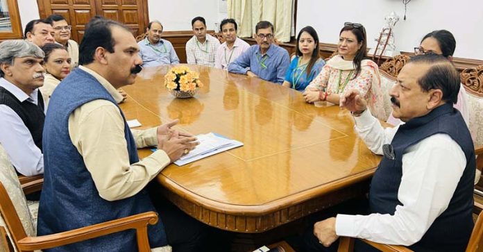 A delegation of Central Secretariat Rajbhasha Association calling on Union Minister Dr. Jitendra Singh at DoPT Headquarters, North Block, New Delhi.