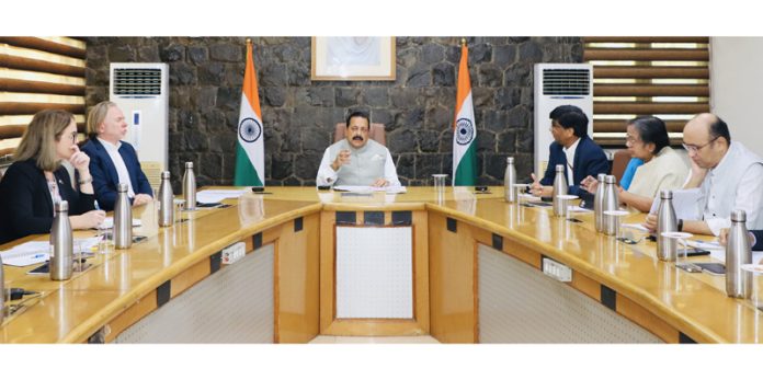 A high level Australian delegation led by its High Commissioner to India, Philip Green OAM calling on Union Minister Dr. Jitendra Singh at Science Centre, New Delhi on Wednesday.