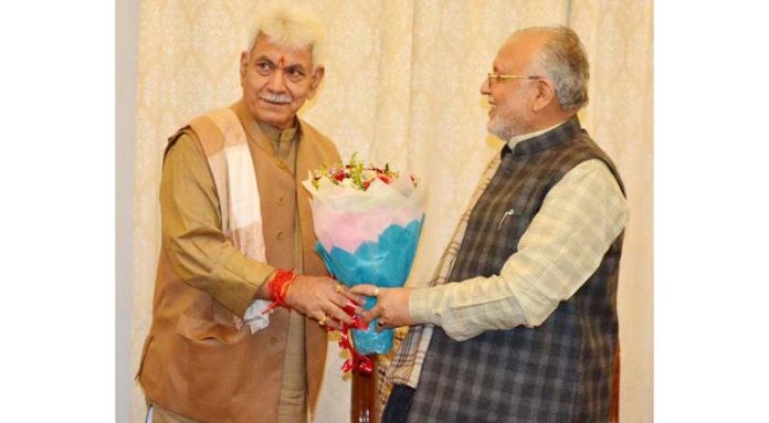 Minister for Finance and Parliamentary Affair of UP meeting with LG Manoj Sinha on Thursday.