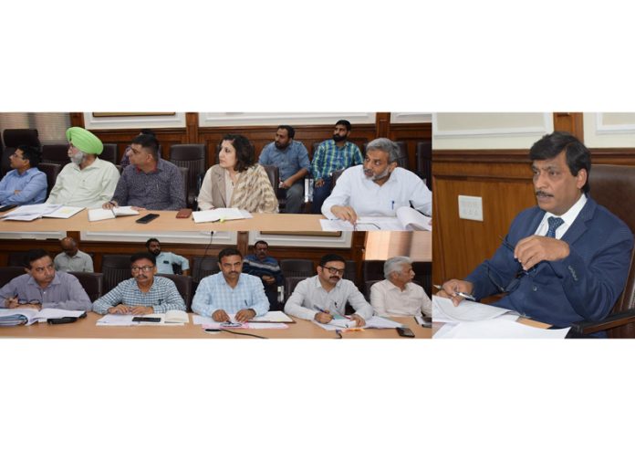 Chief Secretary Dr Arun Kumar Mehta chairing a meeting on Monday.