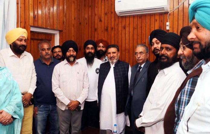 Minority Sikh community deputation during meeting with Apni Party president Altaf Bukhari in Jammu.