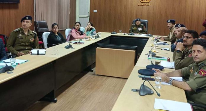 IGP Jammu chairing a meeting of the police officers in Jammu on Tuesday.