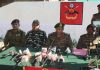 Army and police officers addressing a press conference in Kalakote on Friday. -Excelsior/Imran