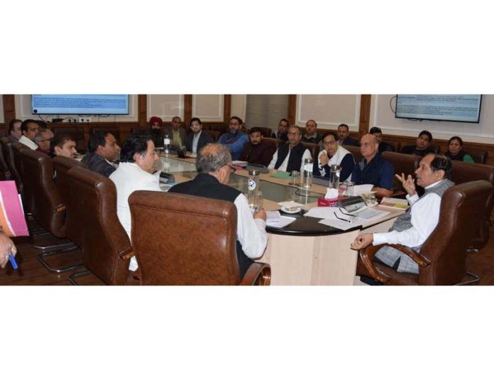 Advisor to LG Rajeev Rai Bhatnagar chairing a meeting on Friday.