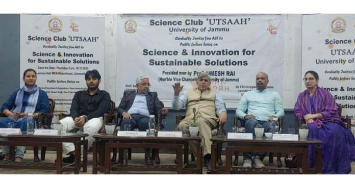 JU VC Prof Umesh Rai and other guests during an event in the varsity on Friday.