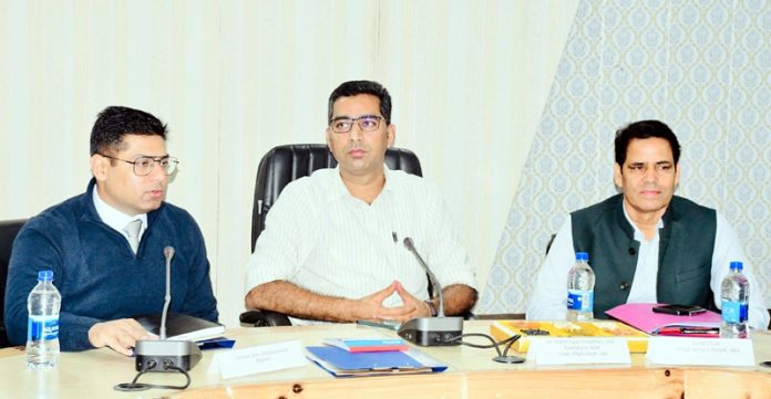 Secretary Tribal Affairs & CEO Mission Youth Dr Shahid Iqbal Choudhary along with DC Rajouri Vikas Kundal during a meeting.