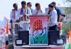 Congress leader Rahul Gandhi addressing an Election rally at Pinapaka, in Bhadradri Kothagudem district of Telangana on Friday.(UNI)