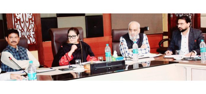 Vice Chairperson KVIB Dr Hina Shafi Bhat chairing meeting of Board at Jammu on Saturday.