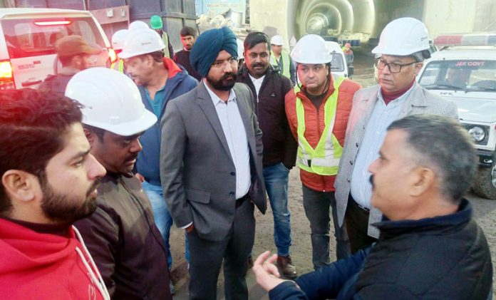 DC Harvinder Singh during visit to Khellani Tunnel on Tuesday.