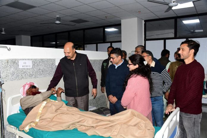 DC Vikas Kundal during visit to GMC hospital at Rajouri on Saturday.