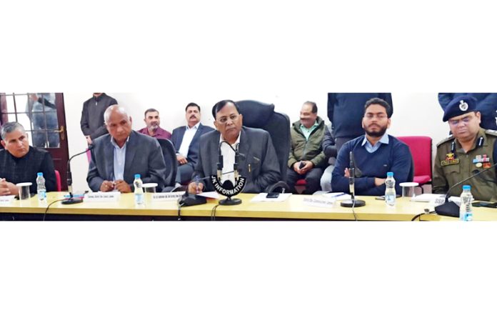 ACS Home RK Goyal chairing a meeting at Jammu on Wednesday.