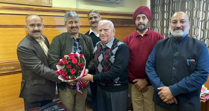 A delegation of Small Scale Industry Association meeting with Director Industries in Jammu on Saturday.