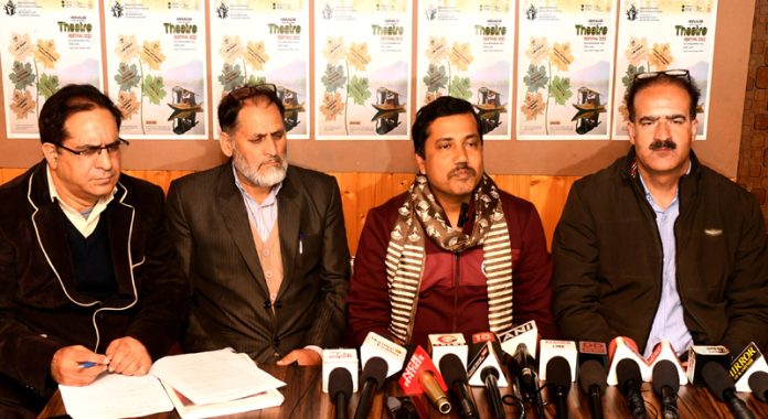 Rajesh Singh, Chief of Repertory Company, (NSD) during a press conference along with other officials in Srinagar on Saturday. -Excelsior/Shakeel