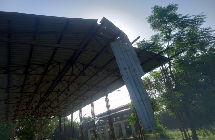 Damaged shed of Cremation Ground at Bhour Camp, Jammu.