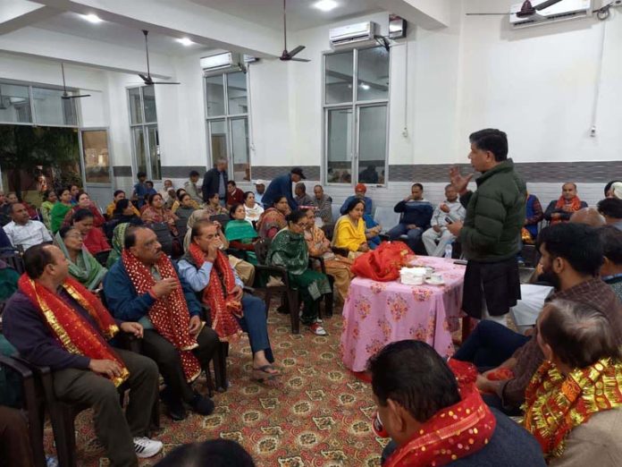 BJP Vice-President Aseem Gupta addressing a party workers meet in Jammu on Wednesday.