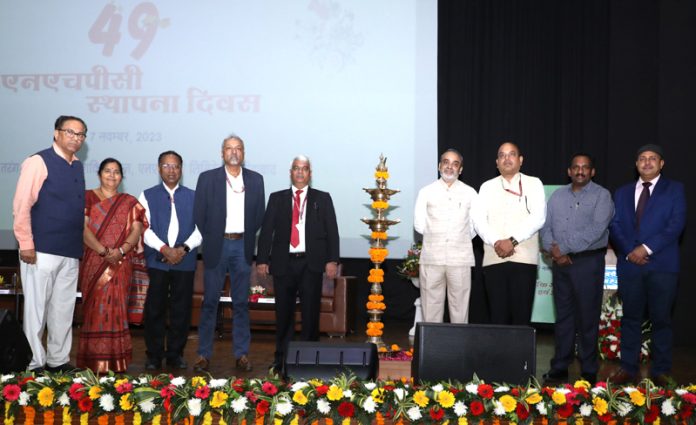 R.K. Vishnoi, CMD, NHPC alongwith other officials during a function on Tuesday.