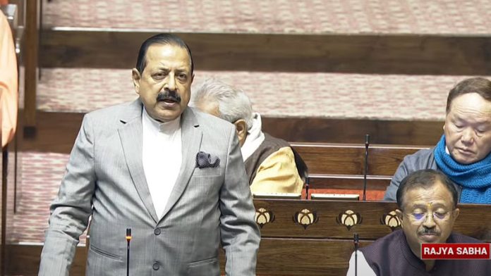 Union Minister Dr. Jitendra Singh speaking in the Rajya Sabha on Thursday.