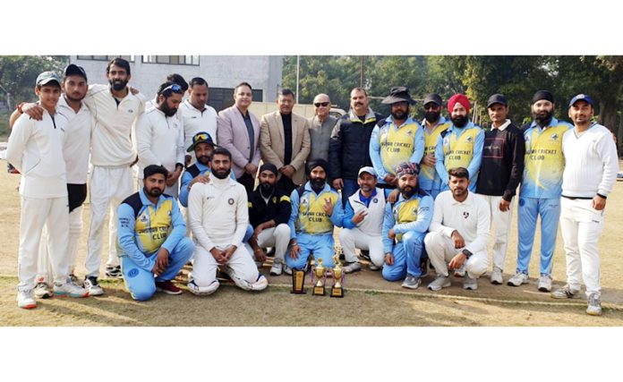 BJP General Secretary, Vibodh Gupta posing with players at Jammu University on Tuesday.
