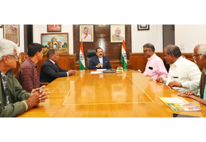 A delegation of Divyang Employees national organisation calling on Union Minister Dr Jitendra Singh at New Delhi.
