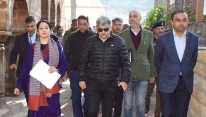 Chief Secretary Atal Dulloo during visit to Udhampur on Sunday.