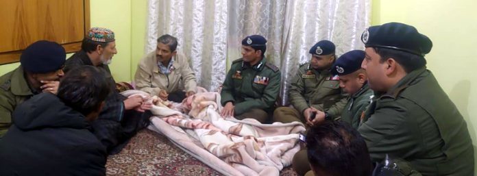 DGP RR Swain meeting with family of martyr Inspector Masroor.