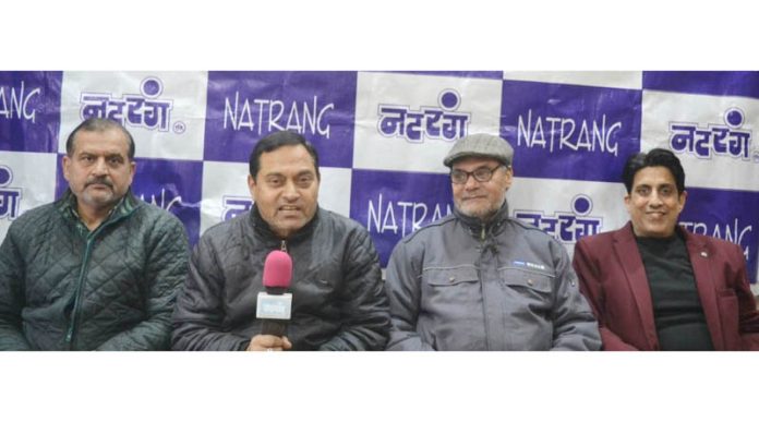 Secretary Natrang, Neeraj Kant addressing a press conference at Jammu on Tuesday.