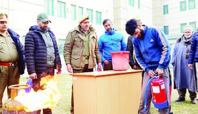 Fire safety awareness program in progess at Srinagar.
