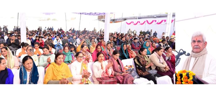 LG Manoj Sinha addressing a function in Udhampur on Wednesday.