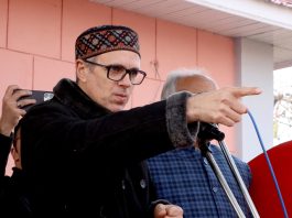 NC vice president Omar Abdullah addressing one day party workers convention in Pulwama. -Excelsior/Younis Khaliq