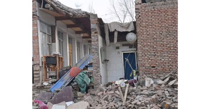 A view of rubble and damaged buildings at Daheja town following the earthquake in Jishishan County, Gansu Province, China on Tuesday.